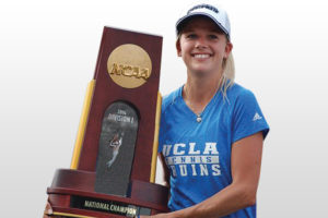 UCLA Bruins NCAA Champion and Weil Tennis Academy graduate After earning a NCAA D1 tennis scholarship while at Weil Academy graduate became UCLA’s top player and NCAA Champion, here she holds the NCAA Championship trophy in celebration.